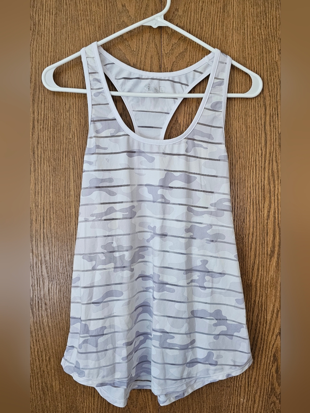 ZYIA White & Light Gray Camo Racerback Tank